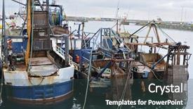  Presentation with fishing nets - PPT theme enhanced with stern of a fishing boat background and a tawny brown colored foreground