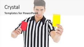  Presentation with referee - Colorful slides enhanced with stern referee showing yellow card backdrop and a light gray colored foreground