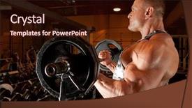  Presentation with training - PPT layouts having steroid - bodybuilder in training room background and a wine colored foreground