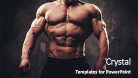  Presentation with body - PPT layouts enhanced with steroid - man showing his muscular body background and a black colored foreground