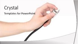  Presentation with medical robot hand and doctor - Beautiful theme featuring stethescope - doctor hand with stethoscope isolated backdrop and a sky blue colored foreground