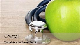  Presentation with apple - PPT layouts enhanced with stethescope - medical stethoscope and apple background and a coral colored foreground