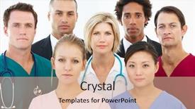  Presentation with medical - Theme enhanced with stethescope - portrait of medical team background and a lemonade colored foreground