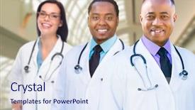  Presentation with african american doctors - Slide deck consisting of female and male caucasian and african american doctors in hospital office background and a sky blue colored foreground