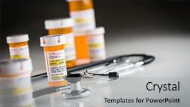  Presentation with medical information - Amazing slide deck having medical perscription - several non-proprietary medicine prescription bottles backdrop and a  colored foreground