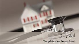  Presentation with house - Cool new presentation theme with stethoscope and model house backdrop and a light gray colored foreground