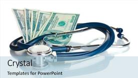  Presentation with healthcare - PPT theme having stethoscope and american money isolated background and a light blue colored foreground