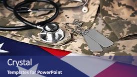  Presentation with american flag - Cool new presentation theme with stethoscope and army token backdrop and a navy blue colored foreground