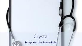  Presentation with clipboard stethoscope - Slides enhanced with stethoscope and black clipboard isolated background and a sky blue colored foreground