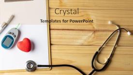  Presentation with glucometer - PPT theme consisting of stethoscope-and-clipboard-with-glucometer background and a yellow colored foreground