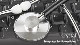  Presentation with technology it healthcare - Presentation having stethoscope and computer keyboard - technology background and a  colored foreground