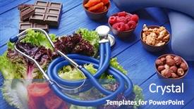  Presentation with blue food - Audience pleasing slide deck consisting of food on blue wooden background backdrop and a ocean colored foreground