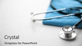  Presentation with medical equipment - PPT layouts consisting of stethoscope and medical equipment background and a white colored foreground