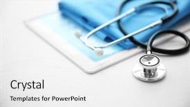  Presentation with equipment - Audience pleasing slides consisting of stethoscope and medical equipment backdrop and a white colored foreground