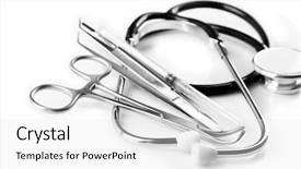  Presentation with medical instruments - PPT theme with stethoscope and medical instruments background and a white colored foreground