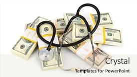  Presentation with disaster - PPT theme consisting of healthcare disaster - stethoscope and money isolated background and a lemonade colored foreground