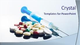  Presentation with capsules pills pill doctor prescription - Audience pleasing slides consisting of stethoscope and pills on mirror backdrop and a  colored foreground