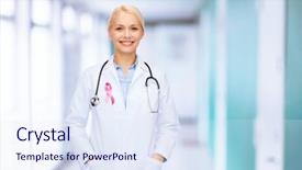  Presentation with pink ribbon - Presentation theme enhanced with stethoscope and pink cancer background and a sky blue colored foreground