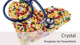  Presentation with stethoscope medication - Amazing PPT layouts having stethoscope and tablets in heart backdrop and a lemonade colored foreground