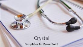  Presentation with patients - PPT theme consisting of stethoscope-as-medical-tool background and a light gray colored foreground