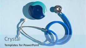  Presentation with emergency medicine - PPT theme with stethoscope-asthma-inhaler-medicine-emergency background and a light blue colored foreground