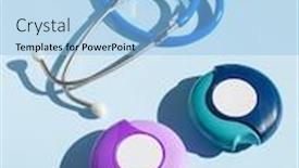  Presentation with inhaler - Cool new slide deck with stethoscope-asthma-inhaler-medicine-medical backdrop and a light blue colored foreground
