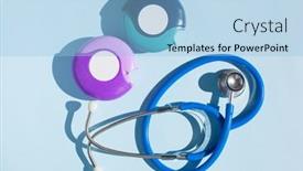  Presentation with inhaler - Amazing PPT layouts having stethoscope-asthma-inhaler-medicine-medical backdrop and a light blue colored foreground