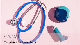  Presentation with asthma - Colorful theme enhanced with stethoscope-asthma-inhaler-medicine-medical backdrop and a lemonade colored foreground
