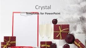  Presentation with new year card - Theme with stethoscope-blank-clipboard-two-glasses background and a white colored foreground