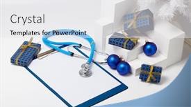  Presentation with medical clipboard - Slides having stethoscope-blank-clipboard-white-fir background and a white colored foreground