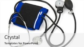  Presentation with medical - Slide deck consisting of stethoscope blood pressure cuff - medical set isolated on white background and a white colored foreground