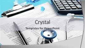  Presentation with medical clipboard - Presentation theme having stethoscope clipboard pen and calculator background and a light gray colored foreground