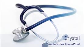  Presentation with instrument - Cool new PPT layouts with stethoscope-close-up-photo-physical backdrop and a sky blue colored foreground