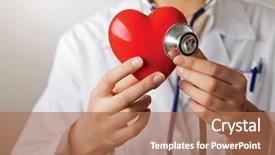  Presentation with heart health - Beautiful slides featuring stethoscope examining red heart backdrop and a coral colored foreground