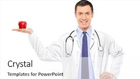 Presentation with red medical - PPT layouts consisting of stethoscope holding a red apple background and a white colored foreground