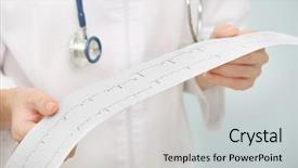  Presentation with female doctor - Beautiful PPT theme featuring stethoscope holding an electrocardiogram backdrop and a light gray colored foreground