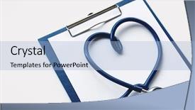  Presentation with medical clipboard - Cool new PPT theme with stethoscope isolated on white background backdrop and a light blue colored foreground