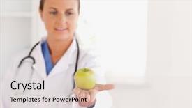  Presentation with good - Theme with stethoscope looking at an apple background and a  colored foreground