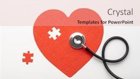  Presentation with heart puzzle - Cool new PPT layouts with stethoscope-lying-on-heart-shaped backdrop and a lemonade colored foreground