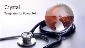  Presentation with world flags and globe - Theme enhanced with stethoscope next to glass globe background and a white colored foreground