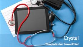 Presentation with medical concept - PPT theme enhanced with stethoscope on a blue background background and a teal colored foreground
