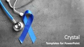  Presentation with blue ribbon - Slide set with stethoscope on grey background cancer background and a gray colored foreground