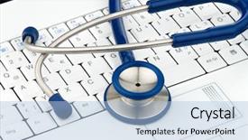  Presentation with data security - Cool new presentation theme with stethoscope on laptop computer security backdrop and a  colored foreground
