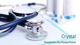  Presentation with pulse - PPT theme consisting of stethoscope on light background background and a sky blue colored foreground