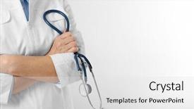 Presentation with professional - Presentation theme enhanced with stethoscope on light background background and a  colored foreground