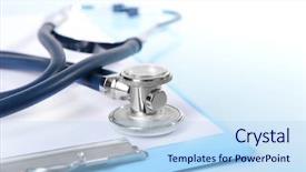  Presentation with light blue - Audience pleasing slide set consisting of stethoscope on light blue background backdrop and a  colored foreground