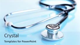  Presentation with pulse - Presentation theme featuring stethoscope on light blue background background and a  colored foreground