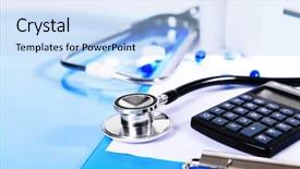  Presentation with light blue - Theme featuring stethoscope on light blue background background and a light blue colored foreground