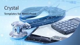  Presentation with bokeh effect blue light - Audience pleasing PPT theme consisting of stethoscope on light blue background backdrop and a  colored foreground