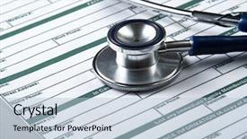  Presentation with medical billing - Colorful slide set enhanced with stethoscope on medical billing statement backdrop and a light blue colored foreground